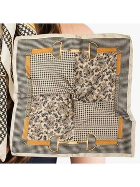 Square Scarf with Windmill Chain, Simple and Thin, Silky Scarf